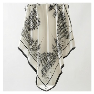 NORTH APPROACH Foulard carré en soie pour femme, imprimé floral, élégant, multifonctionnel, accessoire de mode toutes saisons - Product Image 1