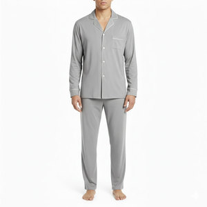 Ensemble de nuit pour homme en tissu doux, respirant, décontracté, 100% soie, manches longues, pour un confort relaxant - Product Image 1
