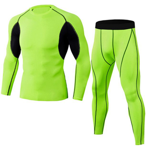 Men's Black Full <b>Sleeve</b> Compression Set Crew Neck <b>Long</b> <b>Sleeve</b> <b>Top</b> And Full Length Pants Quick Dry Breathable Sporty Fit - Product Image 6
