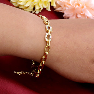 Wholesale 925 Sterling Silver CZ Paperclip Link <b>Bracelet</b> <b>Gold</b> Plated Pave Oval Chain <b>Adjustable</b> Women Jewelry - Product Image 6