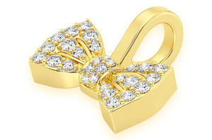 Unisex Children's Trendy 14K <b>Solid</b> <b>Gold</b> Necklace Lab Grown Diamond Charm <b>Pendant</b> Iced Graceful Bowtie Design Custom Fine Jewelry - Product Image 2
