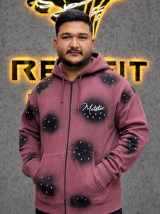 เสื้อฮู้ดดี้ผู้ชาย Rexfit Sports รุ่น Custom ล้างสีแบบ Acid Wash พร้อมซิปประดับเพชร สไตล์วินเทจสีซีดจาง ทรงหลวม ผ้าฝ้าย 100% - Product Image 2