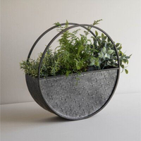Macetas Modernas Redondas de Metal Galvanizado Ecológicas para Pared, Decoración Interior y Exterior, Maceta Colgante de Hierro para Suculentas y Hierbas, Decoración para Hogar y Jardín