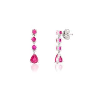 Pendientes de Oro Blanco Sólido de 14K con Rubí en Forma de Gota y Engaste de Garras para Boda - Product Image 4