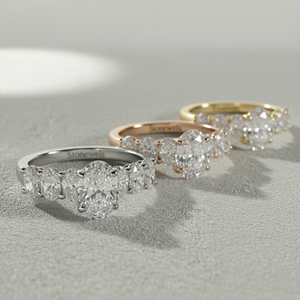 Anillo de Compromiso con Diamante Creado en Laboratorio, Estilo Vintage, con Certificado, Engaste de Garras, Corte Ovalado, Cinco Diamantes Laterales, Oro, OEM, ODM - Product Image 4