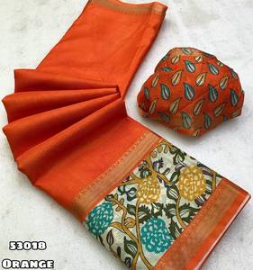 Tissue Dola Silk Bentex <b>Gap</b> Border With Lining Weave & Floral Digital Print Border - Product Image 4