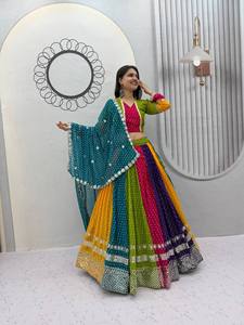 LAHENGA CHOLI DUPATTA GEORGETTE INNER <b>MICRO</b> COTTON 7 MM SEQUNCE WORK SUIT - Product Image 1