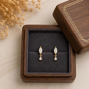 Vintage Screw Back <b>Drop</b> Earrings 0.4CT Pear Cut Lab Grown Diamond 10k 14k 18k Solid Gold Color E Clarity VVS Fine Women Earring - Product Image 1