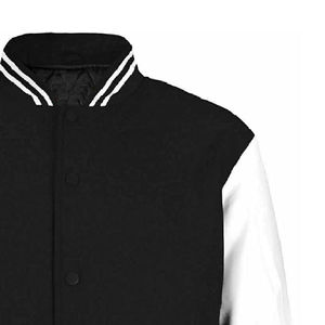 Men's Fashion Varsity Bomber <b>Jacket</b> <b>with</b> Faux Leather Sleeves, Ribbed Knit Collar, Button Front, Soft <b>Lining</b> and Functional SidE - Product Image 5