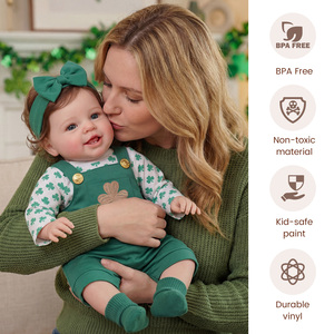 Poupées Reborn Babeside de 20 pouces, souriantes, avec yeux ouverts et mobiles, tenue trèfle de la Saint-Patrick, vente en gros OEM - Product Image 5