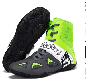 Zapatos de lucha libre Ree para hombre, de caña alta, con cordones, parte superior de malla, suela de goma, calzado de entrenamiento de combate para gimnasio y ring. - Product Image 6