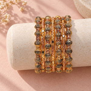 Antique Gold Plated Beaded Bangle Set for Women Traditional <b>Pakistani</b> Wedding Artificial <b>Jewelry</b> Factory Wholesale - Product Image 3