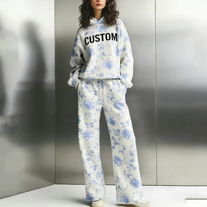 Conjuntos de Dos Piezas con Sudadera con Capucha de Manga Larga y Diseño Frontal con Logotipo Personalizado, Pantalones de Pierna Ancha de Cintura Alta y Silueta Suave - Product Image 2
