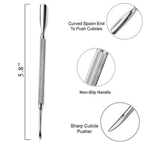 KAAMIR INSTRUMENTS Poussoir à cuticules professionnel en acier inoxydable, carré, réutilisable, double extrémité, outil de manucure - Product Image 5