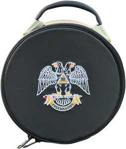 Genuine Leather Masonic Fez Case with Handle Durable Regalia Bag Professional Freemasonry Travel Box MFC-0016 - Product Image 1