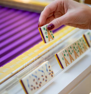 Amerikaanse luxe MahJongg-set compleet met 166 tegels, jokers, rekken, bloemen, draken, winden, NMJL standaard, acryl, draagbaar Mahjong-spel - Product Image 4
