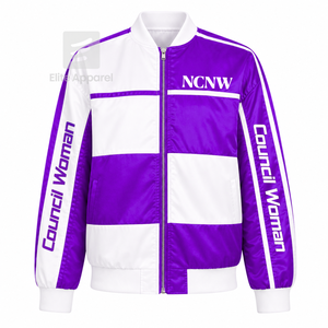 Chaqueta cortavientos personalizada del Consejo NCNW con logo bordado en azul y blanco, estilo casual para mujer con forro de poliéster. - Product Image 1