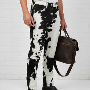 New Trending 2025 Men's Premium Cowhide Hair Own Genuine <b>Leather</b> Flare Pants Bold Stylish Fashion Winter real <b>leather</b> pant - Product Image 4