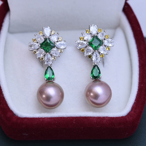 Pendientes de Perlas Redondas Blancas de Agua Dulce de 11-12 mm para Mujer, Plata de Ley S925, con Colgante de Mariposa, con Luz Intensa y Pequeñas Imperfecciones - Product Image 4