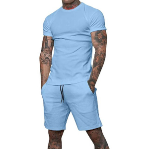 Custom OEM High Quality Men Short Sets 2 Piece Summer <b>Tracksuits</b> Casual Shirt Shorts Set <b>Polyester</b>/Cotton Breathable Quick Dry - Product Image 1