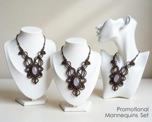 สร้อยคอมาคราเม่หยกสีน้ำเงิน งานแฮนด์เมด ลายดอกบัว เครื่องประดับทางจิตวิญญาณ ศาสนาพุทธ สายไม้ไผ่ สไตล์คลาสสิก HARI OM CREATIONS - Product Image 2