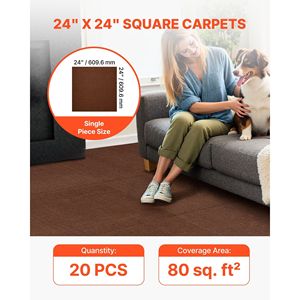 Confezione da 20 Piastrelle per Moquette Autoadesive 24x24 Pollici, Tappeti Commerciali Morbidi Imbottiti Senza Cuciture - Product Image 2