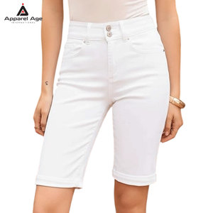 Shorts de mezclilla de talla grande para mujer, shorts de mezclilla de moda para uso en exteriores, ropa deportiva personalizada, shorts tipo bermuda para mujer - Product Image 1