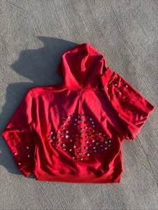 Sweat à capuche streetwear surdimensionné pour homme, 460 GSM, 100 % coton, effet délavé, avec fermeture éclair et pierres décoratives, respirant et épais, OEM - Product Image 2