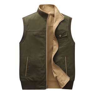 Chaleco vaquero reversible de invierno para hombre, diseño OEM personalizado, estilo urbano, con cuello alto, sin mangas, de algodón, con estampado de corazón o liso en ambos lados. - Product Image 3
