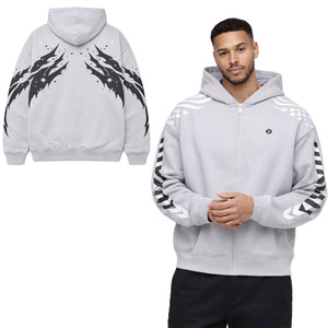 High Quality Custom Zip Hoodies For Men Heavyweight Fleece Oversized Graphic Streetwear Hoodies Wholesale Low MOQ - Product Image 1
