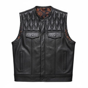 Chaleco de Motociclista para Hombre, Negro, Sólido, Transpirable, con Calefacción, para Invierno, con Forro Rojo Paisley, Cierre de Cremallera, Cuello Cuadrado, Sin Mangas, Talla Grande - Product Image 4
