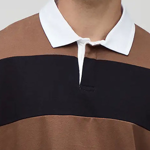 Camiseta de Rugby de Manga Larga para Hombre, Talla Grande, Estilo Casual de Verano, Tejida, 100% Algodón, Transpirable, Color Sólido - Product Image 3