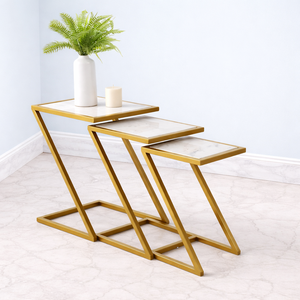 Mesa de Bar Moderna de Aluminio Fundido, Diseño de Niveles Escalonados, Superficie con Aspecto de Mármol, Estructura Angulada Elegante, Ahorra Espacio, Duradera, de Lujo - Product Image 1