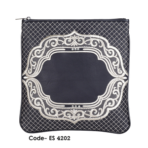 Pochette en cuir brodée à la main Zarri avec motif hébreu, pour coussin, couverture de livre, sacs Tallit – Qualité supérieure, unique, personnalisable, vente en gros, Inde - Product Image 5