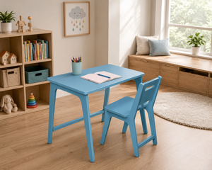 Ensemble bureau et chaise d'enfant en bois, bureau moderne pour enfants, ensemble table d'étude pour enfants, bureau DISICO pour enfants - Product Image 3