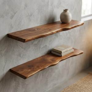 Luxury Wooden Wall Mounted Floating <b>Shelf</b> Double Tier Modern Sustainable Storage <b>Rack</b> for Living Room Home Use - Product Image 2