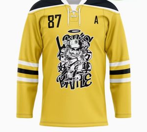 Camiseta de Hockey sobre Hielo Personalizada para Hombre, Manga Larga, Diseño de Calavera Impreso, Cuello en V, Transpirable, Poliéster, Uniforme para Adultos - Product Image 3