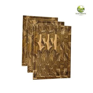 Planche à découper en teck naturel de qualité supérieure, en grain de bois, épaisse, en bois massif, écologique, passe au lave-vaisselle, accessoires de cuisine - Product Image 6