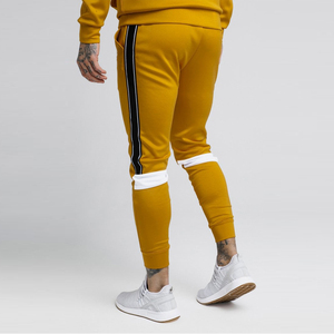 Pantalon de survêtement jaune moutarde pour homme, taille élastique, décontracté, avec poches latérales, en coton tricoté respirant, idéal pour l'automne - Product Image 2