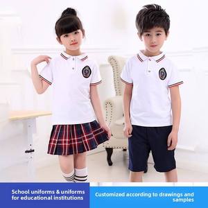 Conjunto de Uniforme Escolar de Verano para Niños 2026, Falda a Cuadros de Manga Corta de Algodón Unisex, Dos Piezas - Product Image 2