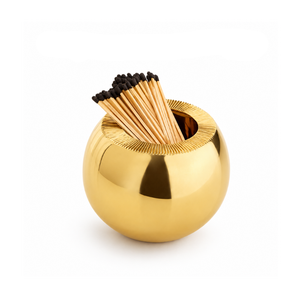 Luxury Brass Sphere Match Holder Decorative Match Storage Bowl <b>Refillable</b> <b>Candle</b> Accessory Modern Home Decor and Table Accent - Product Image 1