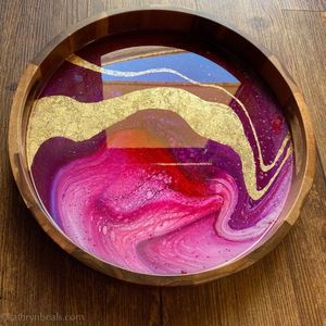 Modern Round Wooden Enamel Coated Serving Tray & <b>Platter</b> Dishwasher & Freezer Safe Eco-Friendly Reusable Party & Breakfast Use - Product Image 4