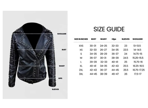 Veste en cuir véritable pour femme, style motard, coupe ajustée, noire, avec clous métalliques, neuve, style punk - Product Image 4