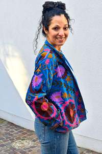 Chaqueta de Mujer mg Fashion, Bordada con Diseño Floral, Ecológica, Acolchada, para Otoño, Manga Larga, Cuello Redondo, Mezcla de Poliéster y Algodón - Product Image 3