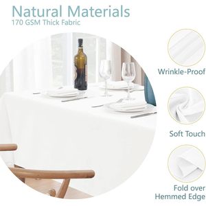 Rectangle 8 <b>Feet</b> Linen Textured Tablecloth 60x120 Inch Stain & Wrinkle Resistant Washable Polyester Decorative <b>Table</b> Cover - Product Image 4