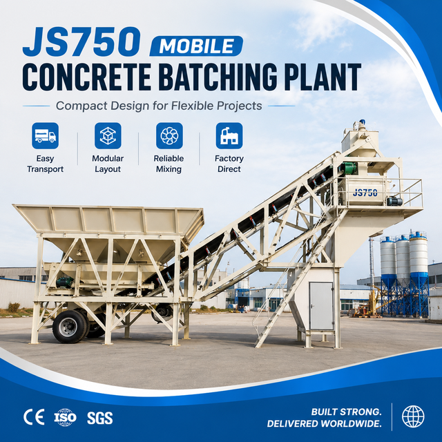 Container Type Portable Concrete Batching Plant Compact Mobile Concrete Plant