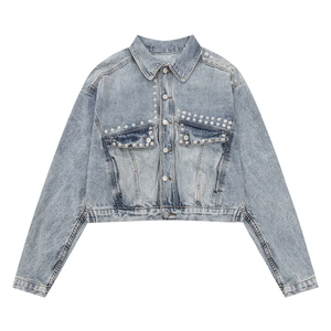 Acid Washed <b>Men</b> <b>Jeans</b> <b>Jacket</b> Gradient Spray Denim <b>Jacket</b> for <b>Men</b> - Product Image 1