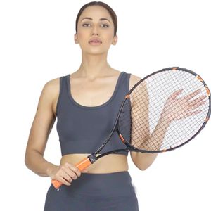 DAPNIA SPORTS Sujetador deportivo para mujer, color liso, espalda cruzada, cuello redondo, soporte medio, transpirable, para tenis y entrenamiento - Product Image 1