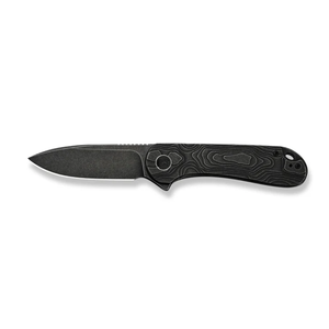 Couteau de poche pliant noir avec manche à motif de contour gris, lame foncée, clip de poche, conception manuelle compacte pour usage quotidien - Product Image 5