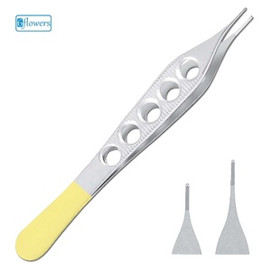 Pinzas Quirúrgicas Adson de 6 Flores con Mango Amarillo, Cinco Orificios, Certificación CE, Tamaños 12cm/15cm, Clase I para Operaciones de Cirugía de Precisión - Product Image 1